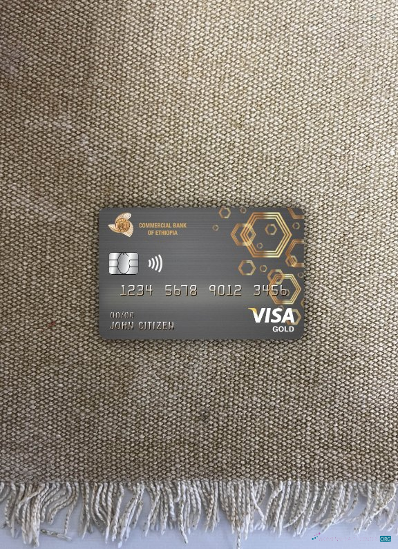 Download Ethiopia Commercial bank visa gold card photolook front Photoshop template